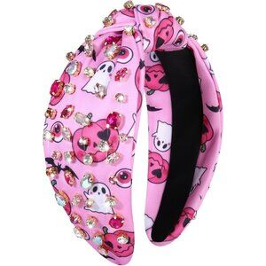 Women Rhinestone Candy Corn Pumpkin Knotted Headband Halloween Accessories Gifts
